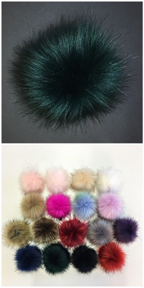 KUNSTFELL POMPON ZUM ANNÄHEN CA.10CM, 90% PAN, 10% PES DUNKELGRÜN 