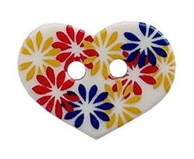 DILL KINDERKNÖPFE HERZ PREISKLASSE G, 15MM BEIGE BEDRUCKT BLUMEN, INHALT RÖHRE 12STK. (KEIN LAGERARTIKEL) 