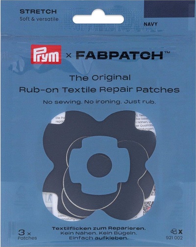 PRYM APPLIKATION RUB-ON PATCH STRETCH, KARTE A 3 STK, IN DREI VERSCHIEDENEN FORMEN. SELBSTKLEBEND, MARINE (KEIN LAGERARTIKEL) 