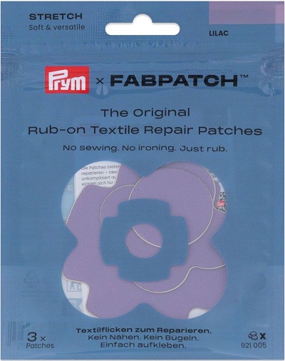 PRYM APPLIKATION RUB-ON PATCH STRETCH, KARTE A 3 STK, IN DREI VERSCHIEDENEN FORMEN. SELBSTKLEBEND, FLIEDER (KEIN LAGERARTIKEL) 