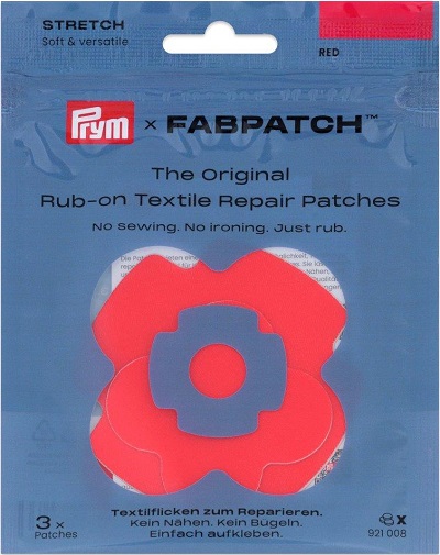 PRYM APPLIKATION RUB-ON PATCH STRETCH, KARTE A 3 STK, IN DREI VERSCHIEDENEN FORMEN. SELBSTKLEBEND, ROT (KEIN LAGERARTIKEL) 