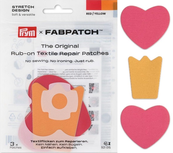 PRYM APPLIKATION RUB-ON PATCH STRETCH, KARTE A 3 STK, IN DREI VERSCHIEDENEN FORMEN, SELBSTKLEBEND, KRONE / HERZ (KEIN LAGERARTIKEL) 