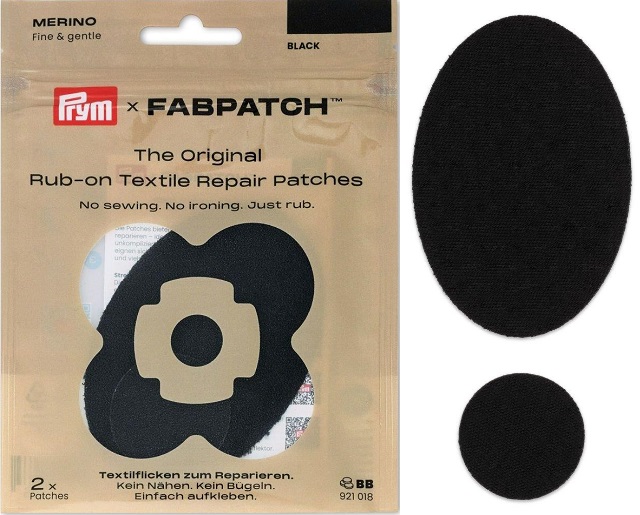 PRYM APPLIKATION RUB-ON PATCH MERINO, KARTE A 2 STK, IN ZWEI VERSCHIEDENEN FORMEN, SELBSTKLEBEND, SCHWARZ (KEIN LAGERARTIKEL) 