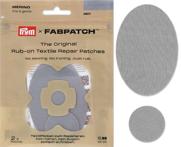 PRYM APPLIKATION RUB-ON PATCH MERINO, KARTE A 2 STK, IN ZWEI VERSCHIEDENEN FORMEN, SELBSTKLEBEND, HELLGRAU (KEIN LAGERARTIKEL) 