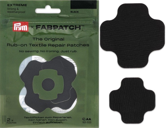 PRYM APPLIKATION RUB-ON PATCH EXTREME, KARTE A 2 STK, IN ZWEI VERSCHIEDENEN FORMEN, SELBSTKLEBEND, SCHWARZ (KEIN LAGERARTIKEL) 