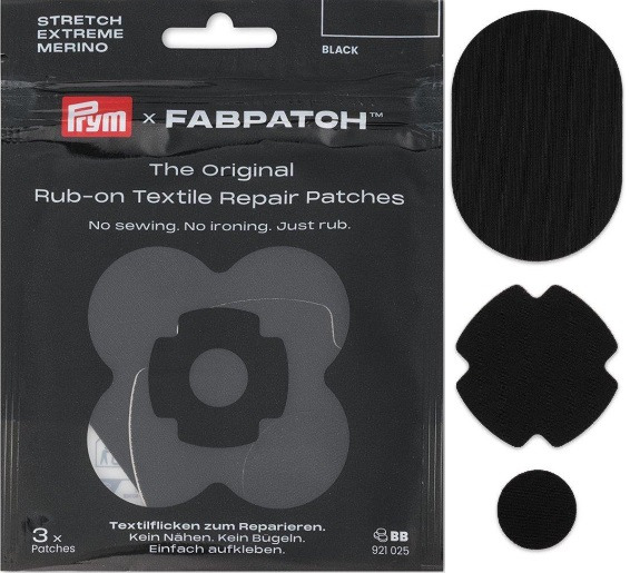 PRYM APPLIKATION RUB-ON PATCH REPAIR KIT, KARTE A 3 STK, IN DREI VERSCHIEDENEN FORMEN, SELBSTKLEBEND, SCHWARZ (KEIN LAGERARTIKEL) 