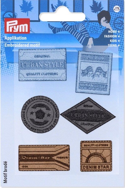PRYM APPLIKATION GEOMETRIE, KARTE A 6 STK. ZUM AUFBÜGELN, BLAU, GRAU. BEIGE (KEIN LAGERARTIKEL) 