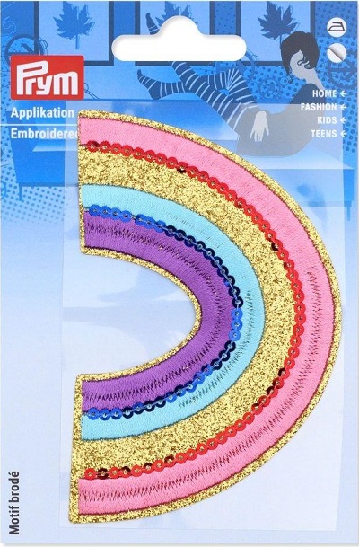 PRYM APPLIKATION REGENBOGEN, KARTE A 1 STK. SELBSTKLEBEND UND ZUM AUFBÜGELN, MEHRFARBIG (KEIN LAGERARTIKEL) 