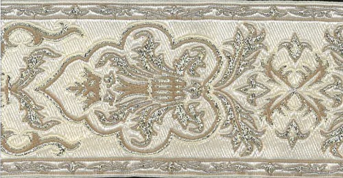 JACQUARDBORTE 100% PES 30° 70MM, ECRU, HAPSEL A 20M (KEIN LAGERARTIKEL Lieferzeit: ca. 14-20  Werktage (kann je nach Bestellmenge variieren) 