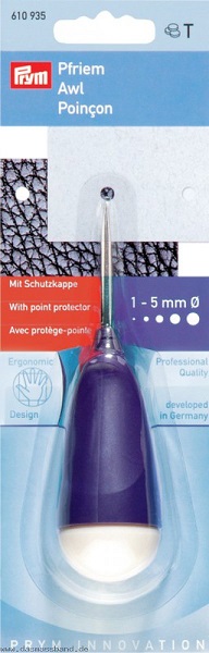PRYM PFRIEM ERGONOMIC STAHLSPITZE, KUNSTSTOFFGRIFF, FÜR LOCHGRÖSSE 1-5MM DURCHMESSER, KARTE A 1 STK 
