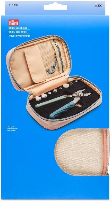PRYM VARIO CASE, OHNE INHALT,  SORTIERKASTEN FÜR VARIOZANGE MIT 9 ZUBEHÖRTEILEN UND 2 ZUSÄTZLICHEN KLEINEN FÄCHERN, POLYAMID, BEIGE (KEIN LAGERARTIKEL) 