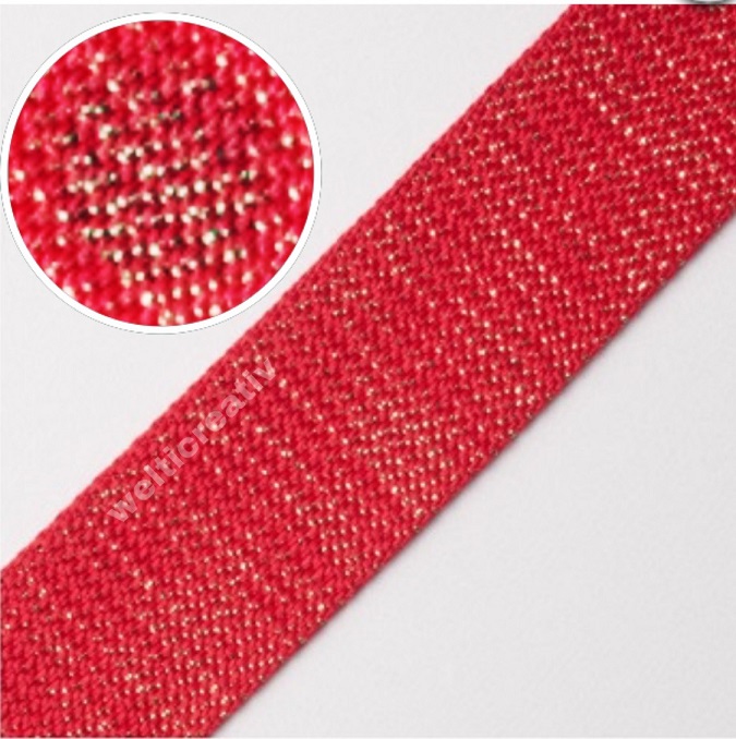 (1) GURTENBAND 90% PES 10% LUREX, 4CM ROT / GOLD-LUREX OEKOTEX, Certified made in EU OEKOTEX Certified made in EU (kein Lagerartikel) GURTENBAND 90% PES 10% LUREX, 4CM ROT / GOLD-LUREX OEKOTEX, Certified made in EU OEKOTEX Certified made in EU (kein Lagerartikel)