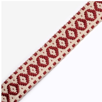 (1) GURTENBAND 100% PES 2.5CM, ECRU / ROT, OEKOTEX Certified made in EU (kein Lagerartikel) GURTENBAND 100% PES 2.5CM, ECRU / ROT, OEKOTEX Certified made in EU (kein Lagerartikel)
