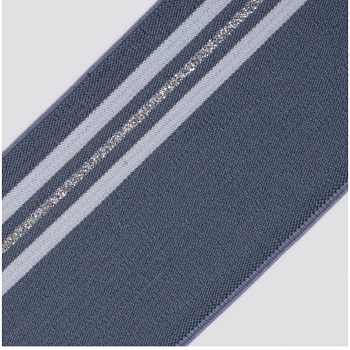 (1) ELAST GURTBAND MIT STREIFEN 60% PES 30% EL 10% LUREX 80MM BLAU / WEISS / SILBER-LUREX, OEKOTEX Certified made in EU (kein Lagerartikel) ELAST GURTBAND MIT STREIFEN 60% PES 30% EL 10% LUREX 80MM BLAU / WEISS / SILBER-LUREX, OEKOTEX Certified made in EU (kein Lagerartikel)