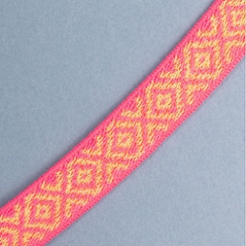 (1) ELAST BAND JACQUARD FANTASIE 70% PES 30% EL 15MM GELB / NEON-PINK , OEKOTEX Certified made in EU (kein Lagerartikel) ELAST BAND JACQUARD FANTASIE 70% PES 30% EL 15MM GELB / NEON-PINK , OEKOTEX Certified made in EU (kein Lagerartikel)