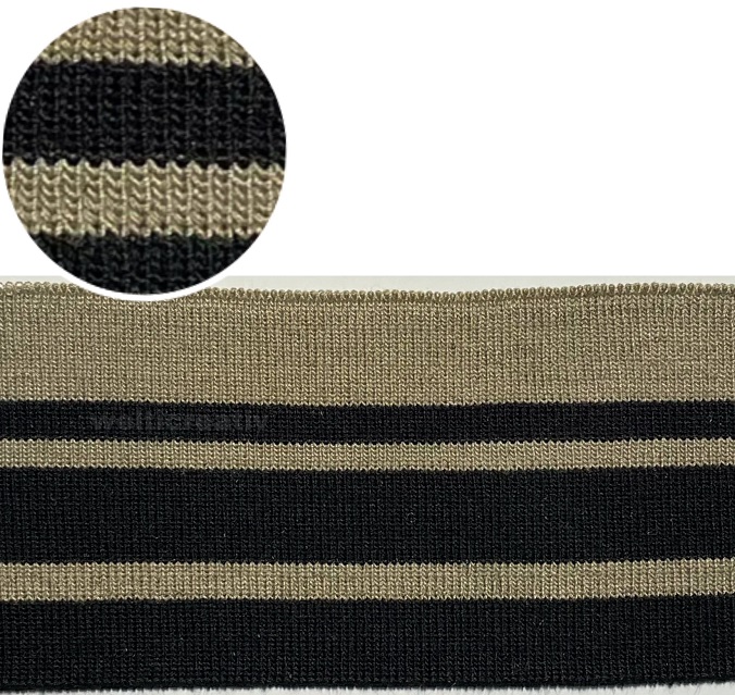 (1) STRICKBÜNDCHEN MIT STREIFEN 100% PES 6CM X 100CM TAUPE / SCHWARZ, OEKOTEX Certified made in EU (kein Lagerartikel) STRICKBÜNDCHEN MIT STREIFEN 100% PES 6CM X 100CM TAUPE / SCHWARZ, OEKOTEX Certified made in EU (kein Lagerartikel)